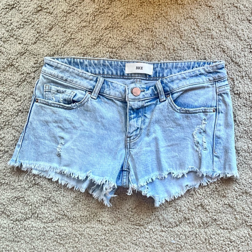 BKE Blue Jean Shorts Distressed Frayed Hem